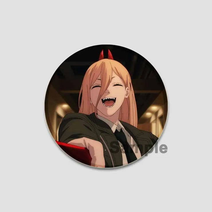 Anime Chainsaw Man Button Pins Character Makima Denji Cartoon Brooches Round Badge Backpacks Accessory Decor Fans Collect Gifts