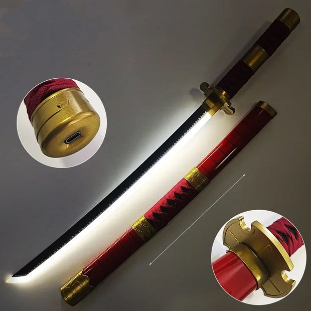 40inch Luminou Roronoa Zoro Katana Sword Led Light Anime Zoro Cosplay Prop Real Japanese Katana Original Samurai Sabre Kid Toy