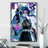 Demon Slayer Self-adhesive Anime Poster Hashira Nezuko Agatsuma Zenitsu Inosuke Wall Painting Home Decor Wall Art Room Kid Gift