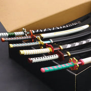 Demon Slayer Sword 9pcs Katana Sword Nichirin Blade Collection Samurai Royal Japanese Anime Weapon Model Keychain Gifts Toys Boy