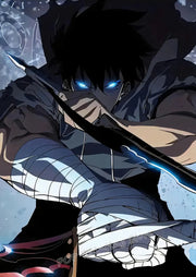Solo Inspired Anime Wall Art Canvas Print L-Leveling Sung Jin-Woo Manga Poster Dark Fantasy Home Decor for Gaming Room Bedroom