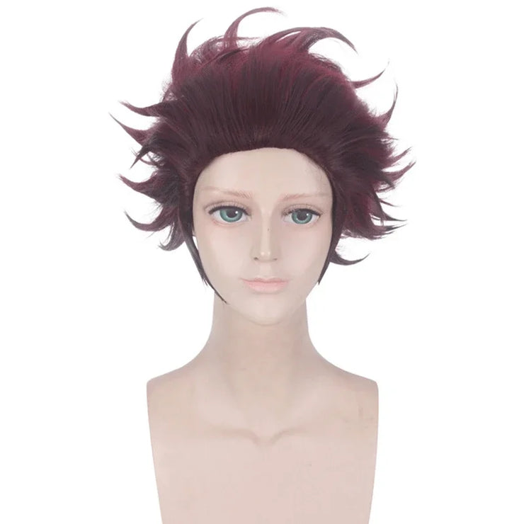 Anime Tanjirou Kamado Cosplay Demon Slayers Kimetsu no Yaiba Cosplay Costume Wig Mask Kimono Cloak halloween Uniform Adult Kids