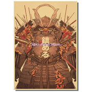 Japan Samurai Kraft paper Poster Home Wall Art Prints Pictures Bedroom Living Room Decor Murals Shop Bar Decoration