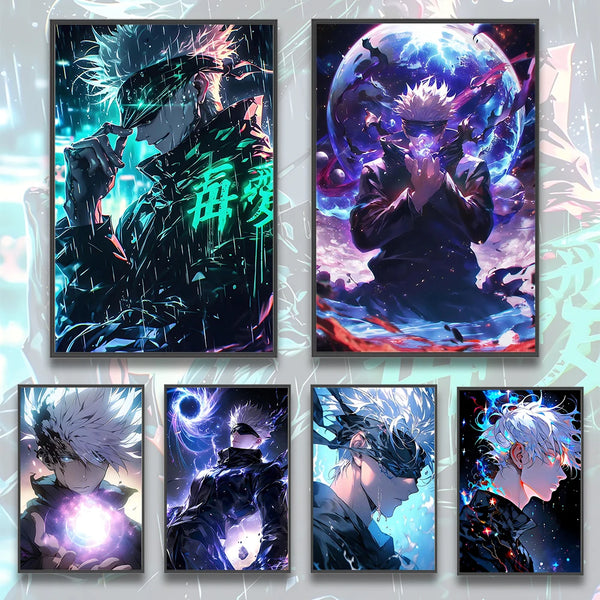 J-Jujutsu Gojo Satoru Self-adhesive Poster Figures Home Decoration Painting Wall Art Bedroom Cartoons Decor Anime Wallpaper