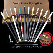 20CM Anime Demon Slayer Sword Model Gel Pen Kimetsu No Yaiba Tanjirou Weapon Black Refill Cosplay Prop Student Gift Box Package