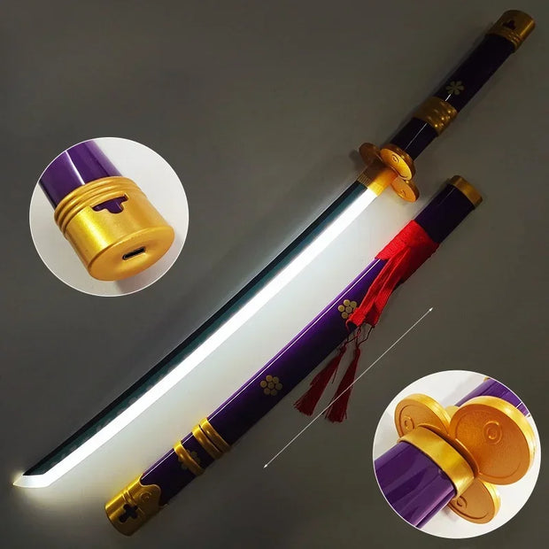40inch Luminou Roronoa Zoro Katana Sword Led Light Anime Zoro Cosplay Prop Real Japanese Katana Original Samurai Sabre Kid Toy