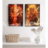 Demon Slayer Self-adhesive Anime Poster Hashira Nezuko Agatsuma Zenitsu Inosuke Wall Painting Home Decor Wall Art Room Kid Gift