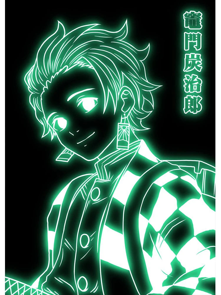 Neon Style Poster Canvas Painting  Japan Anime Cartoon Figure Wall Art Picture For Living Room Home Decor Unframed