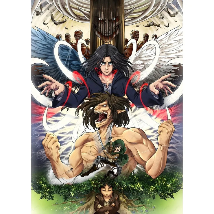 Anime A-Attack on Titans Poster Sticky Wall Art Printing Waterproof Home Living Bed Room Bar Aesthetic Decor
