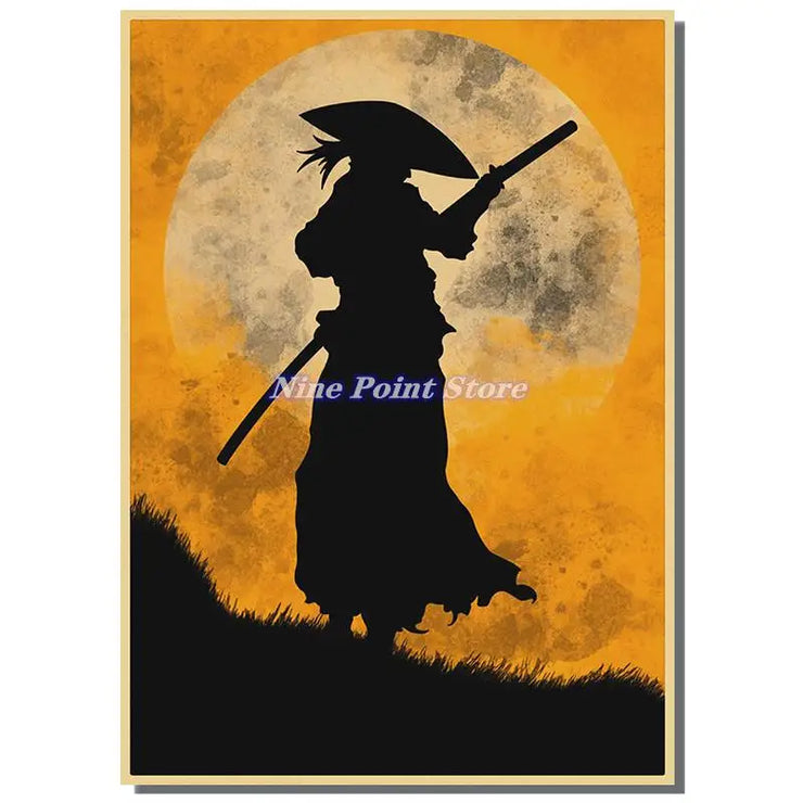 Japan Samurai Kraft paper Poster Home Wall Art Prints Pictures Bedroom Living Room Decor Murals Shop Bar Decoration