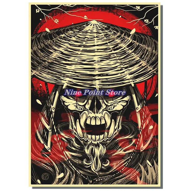 Japan Samurai Kraft paper Poster Home Wall Art Prints Pictures Bedroom Living Room Decor Murals Shop Bar Decoration