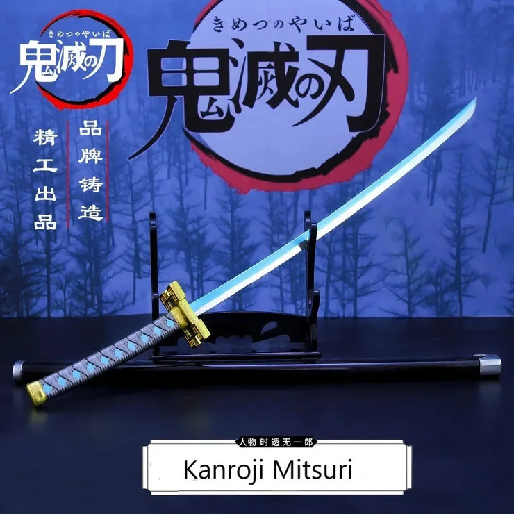 Demon Slayer Sword 9pcs Katana Sword Nichirin Blade Collection Samurai Royal Japanese Anime Weapon Model Keychain Gifts Toys Boy