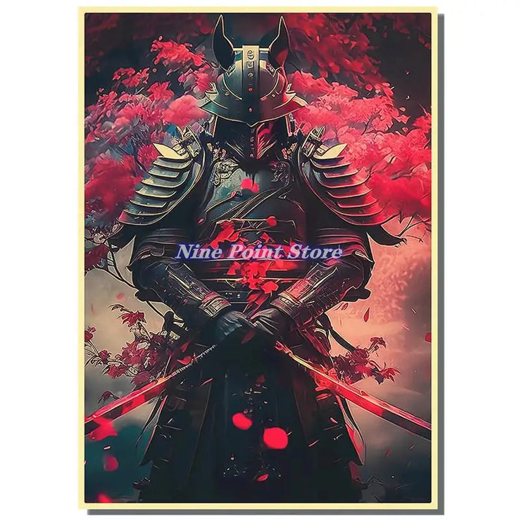 Japan Samurai Kraft paper Poster Home Wall Art Prints Pictures Bedroom Living Room Decor Murals Shop Bar Decoration