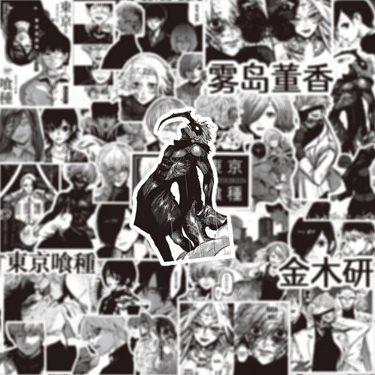 10/30/70pcs Black White Anime Tokyo Ghoul Stickers Kaneki Ken Cartoon Sticker Water Bottle Phone Notebook Cool Decals Decoration