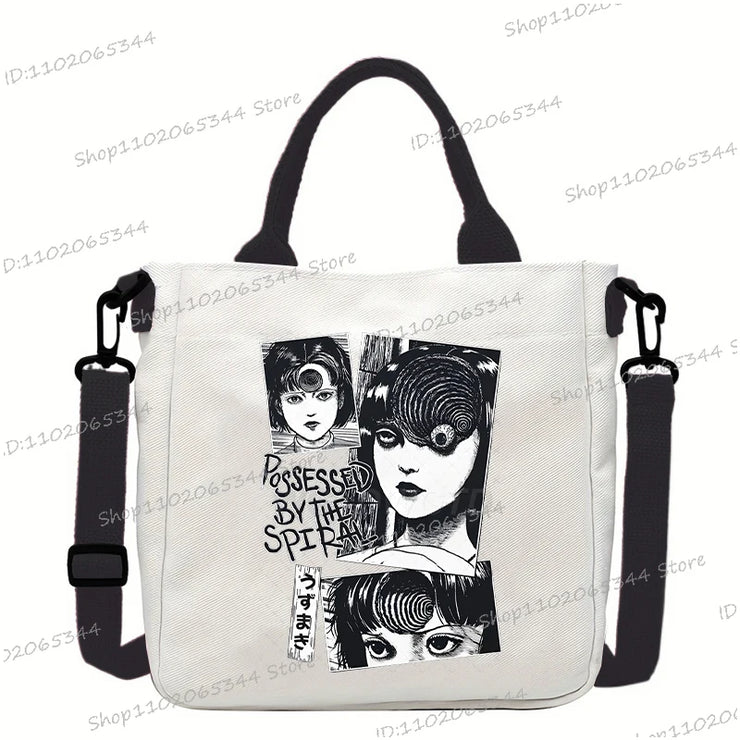 Junji Ito Cat Anime Shoulder Bag Unisex Canvas Crossbody