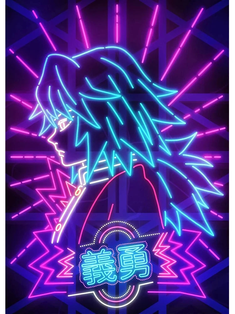 Neon Style Poster Canvas Painting  Japan Anime Cartoon Figure Wall Art Picture For Living Room Home Decor Unframed
