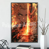 Demon Slayer Self-adhesive Anime Poster Hashira Nezuko Agatsuma Zenitsu Inosuke Wall Painting Home Decor Wall Art Room Kid Gift