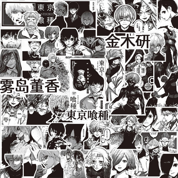 10/30/70pcs Black White Anime Tokyo Ghoul Stickers Kaneki Ken Cartoon Sticker Water Bottle Phone Notebook Cool Decals Decoration