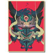 Japan Samurai Kraft paper Poster Home Wall Art Prints Pictures Bedroom Living Room Decor Murals Shop Bar Decoration