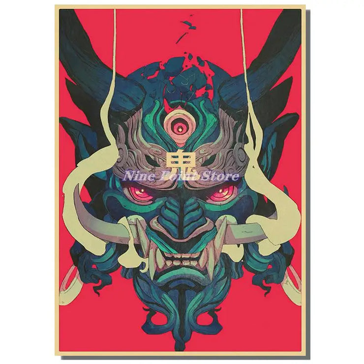 Japan Samurai Kraft paper Poster Home Wall Art Prints Pictures Bedroom Living Room Decor Murals Shop Bar Decoration