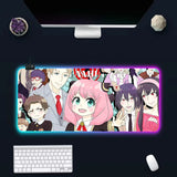 Anime Spy X Family RGB Pc Gamer Keyboard Mouse Pad Mousepad LED Glowing Mouse Mats Rubber Gaming Computer Mausepad