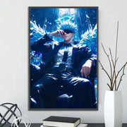 J-Jujutsu Gojo Satoru Self-adhesive Poster Figures Home Decoration Painting Wall Art Bedroom Cartoons Decor Anime Wallpaper