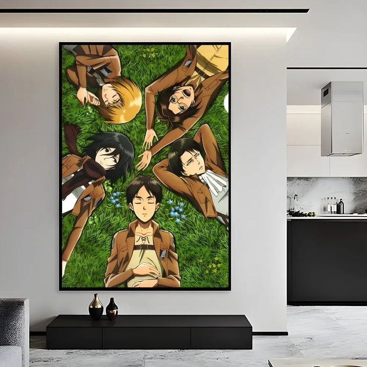 Anime A-Attack on Titans Poster Sticky Wall Art Printing Waterproof Home Living Bed Room Bar Aesthetic Decor