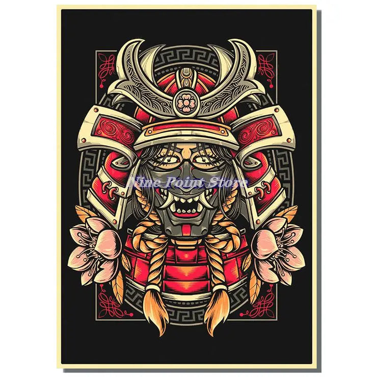 Japan Samurai Kraft paper Poster Home Wall Art Prints Pictures Bedroom Living Room Decor Murals Shop Bar Decoration
