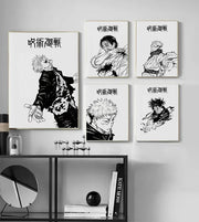 Modern Famous Bilibili Black and White Anime J-Jujutsu K-Kaisen Poster Canvas Paint Print Art Picture Home Room Wall Decor Gift