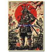 Japan Samurai Kraft paper Poster Home Wall Art Prints Pictures Bedroom Living Room Decor Murals Shop Bar Decoration