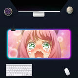 Anime Spy X Family RGB Pc Gamer Keyboard Mouse Pad Mousepad LED Glowing Mouse Mats Rubber Gaming Computer Mausepad