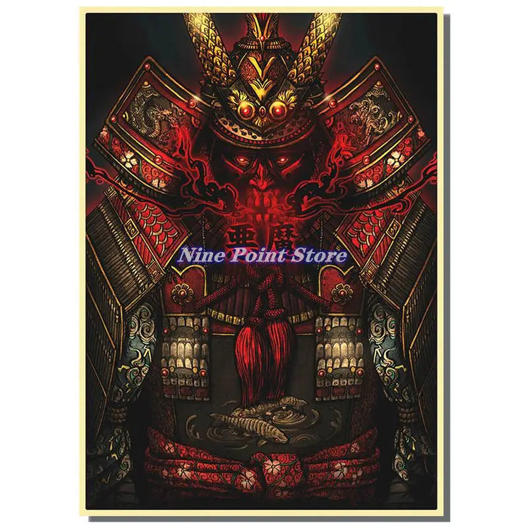 Japan Samurai Kraft paper Poster Home Wall Art Prints Pictures Bedroom Living Room Decor Murals Shop Bar Decoration