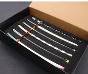 Demon Slayer Sword 9pcs Katana Sword Nichirin Blade Collection Samurai Royal Japanese Anime Weapon Model Keychain Gifts Toys Boy
