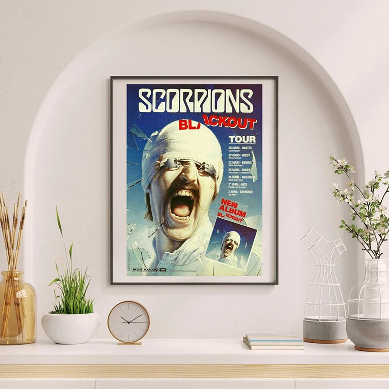 Retro Scorpions David Vocal Concert Poster Classic Pose Canvas Painting on Wall Art Superstar Decor Picture for Living Room
