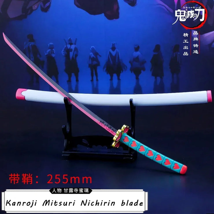 Demon Slayer Sword 9pcs Katana Sword Nichirin Blade Collection Samurai Royal Japanese Anime Weapon Model Keychain Gifts Toys Boy