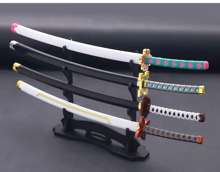 Demon Slayer Sword 9pcs Katana Sword Nichirin Blade Collection Samurai Royal Japanese Anime Weapon Model Keychain Gifts Toys Boy