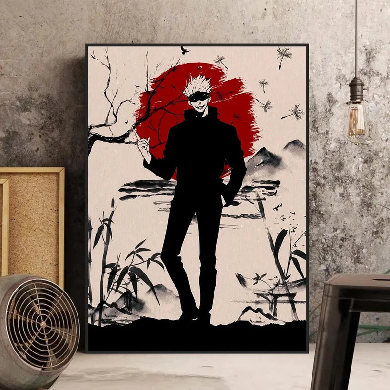 Modern Japanese Anime Canvas Wall Art  Jujutsu Kaisen Gojo Satoru Poster for Kids Room Decor Stylish Home Murals Decorative Pain