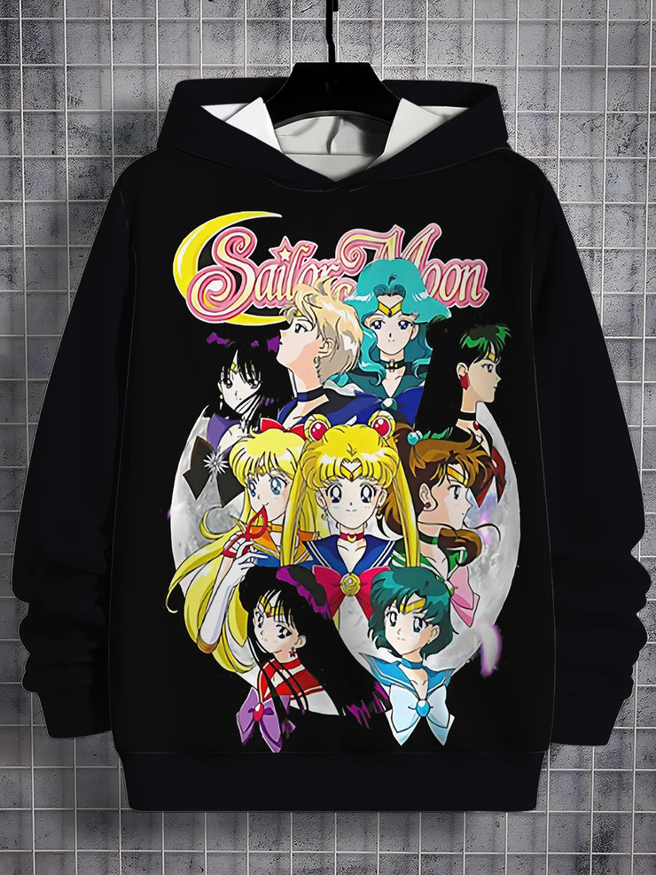 Cartoon Sailor Moons 3D Print All Seasons Children Casual Sweatshirt Cool Pullover Tops Unisex Clothes Boy Girl Hoodies