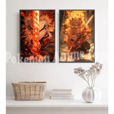 Demon Slayer Self-adhesive Anime Poster Hashira Nezuko Agatsuma Zenitsu Inosuke Wall Painting Home Decor Wall Art Room Kid Gift