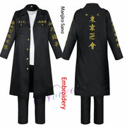 Anime Tokyo Revengers Cosplay Costume Mikey Manjiro Sano Ken Embroidery Jacket Coat Tokyo Manji Gang Cosplay Uniform Women Men