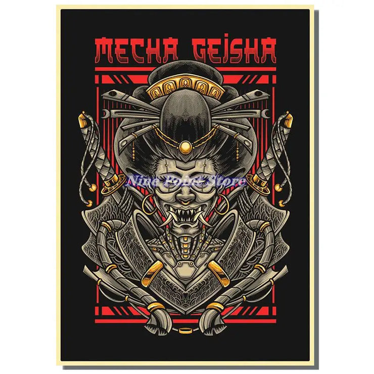 Japan Samurai Kraft paper Poster Home Wall Art Prints Pictures Bedroom Living Room Decor Murals Shop Bar Decoration