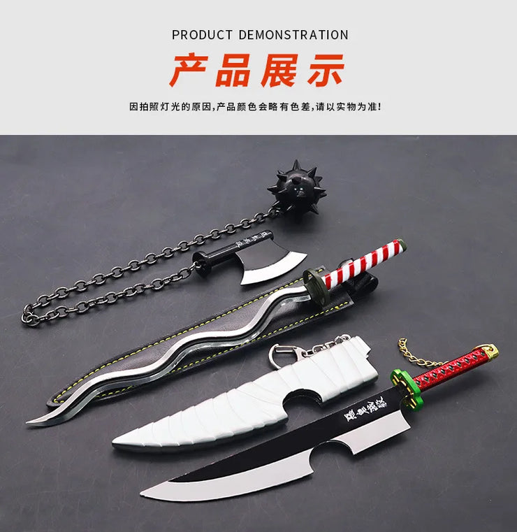 Demon Slayer Sword 9pcs Katana Sword Nichirin Blade Collection Samurai Royal Japanese Anime Weapon Model Keychain Gifts Toys Boy
