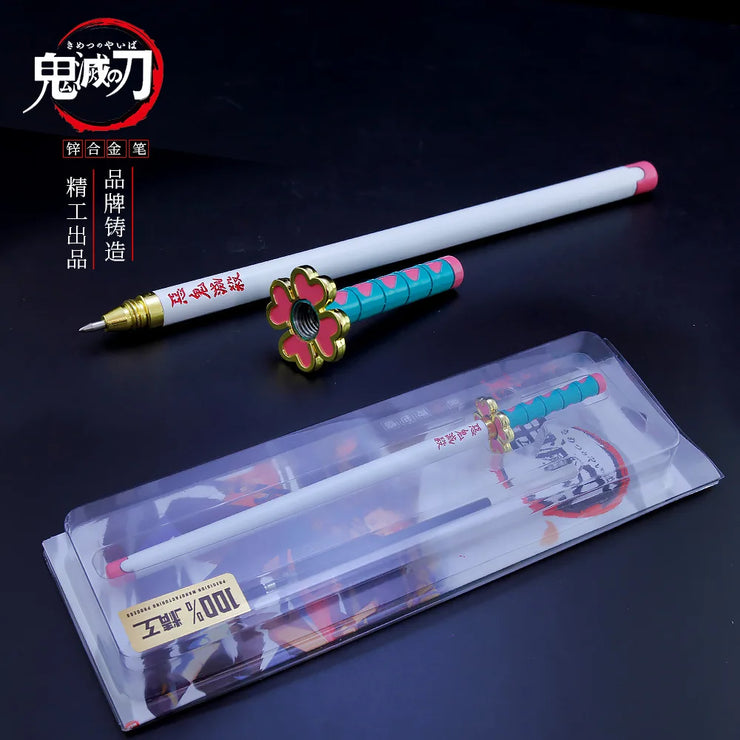 20CM Anime Demon Slayer Sword Model Gel Pen Kimetsu No Yaiba Tanjirou Weapon Black Refill Cosplay Prop Student Gift Box Package