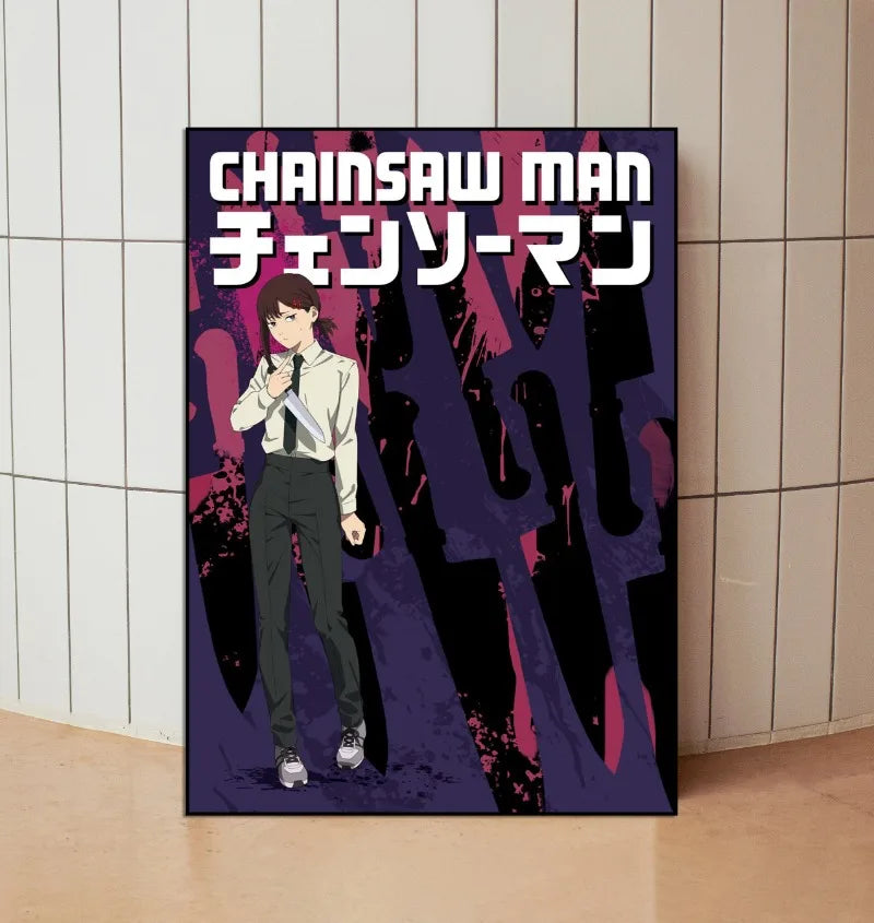 Classic Anime Chainsaw -man Poster Print Canvas Art Pictures Home for Living Room and Bedroom Wall  Decor Frameless Painting