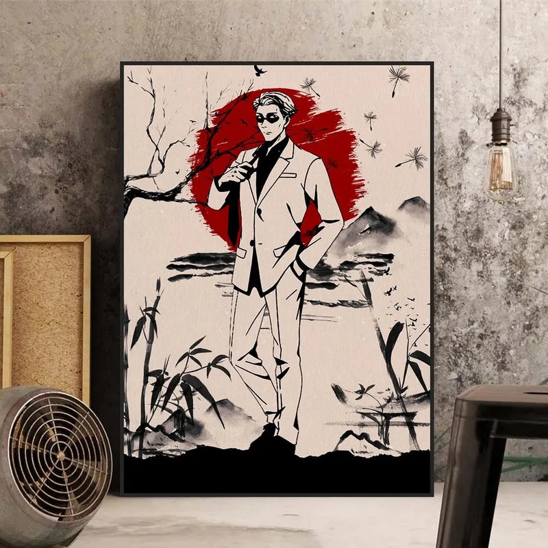 Modern Japanese Anime Canvas Wall Art  Jujutsu Kaisen Gojo Satoru Poster for Kids Room Decor Stylish Home Murals Decorative Pain