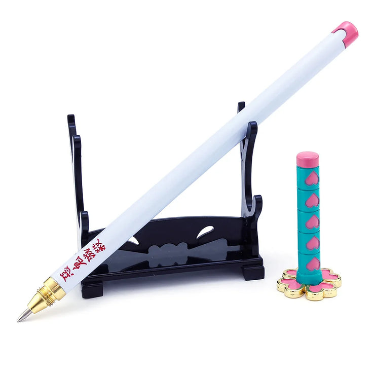 20CM Anime Demon Slayer Sword Model Gel Pen Kimetsu No Yaiba Tanjirou Weapon Black Refill Cosplay Prop Student Gift Box Package