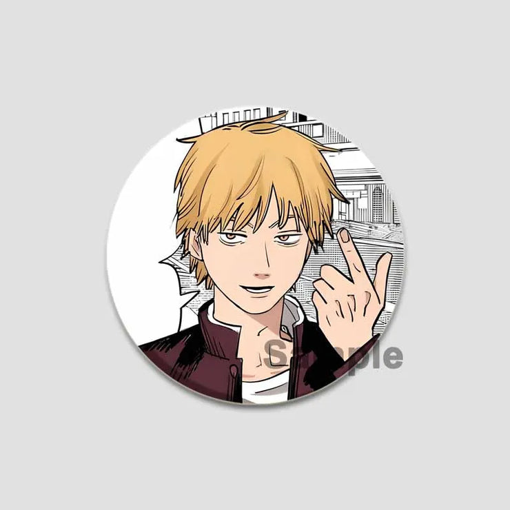 Anime Chainsaw Man Button Pins Character Makima Denji Cartoon Brooches Round Badge Backpacks Accessory Decor Fans Collect Gifts