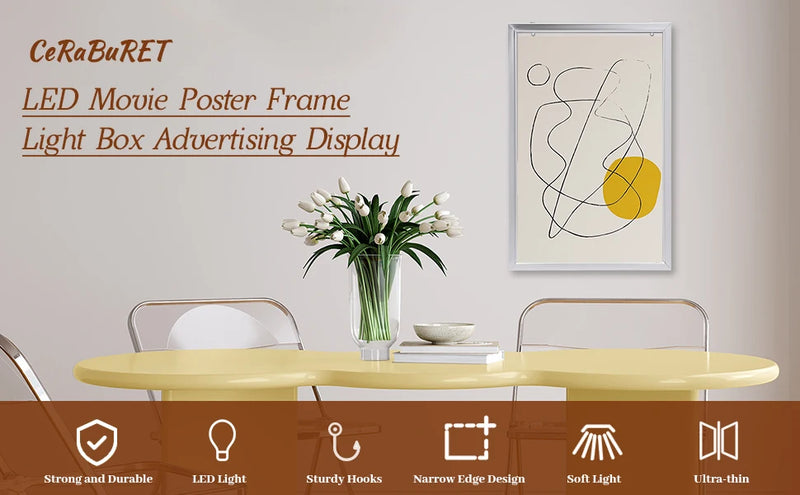 LED Light Box Backlit Movie Poster Art Picture Frame 24" X 36" Advertising Display