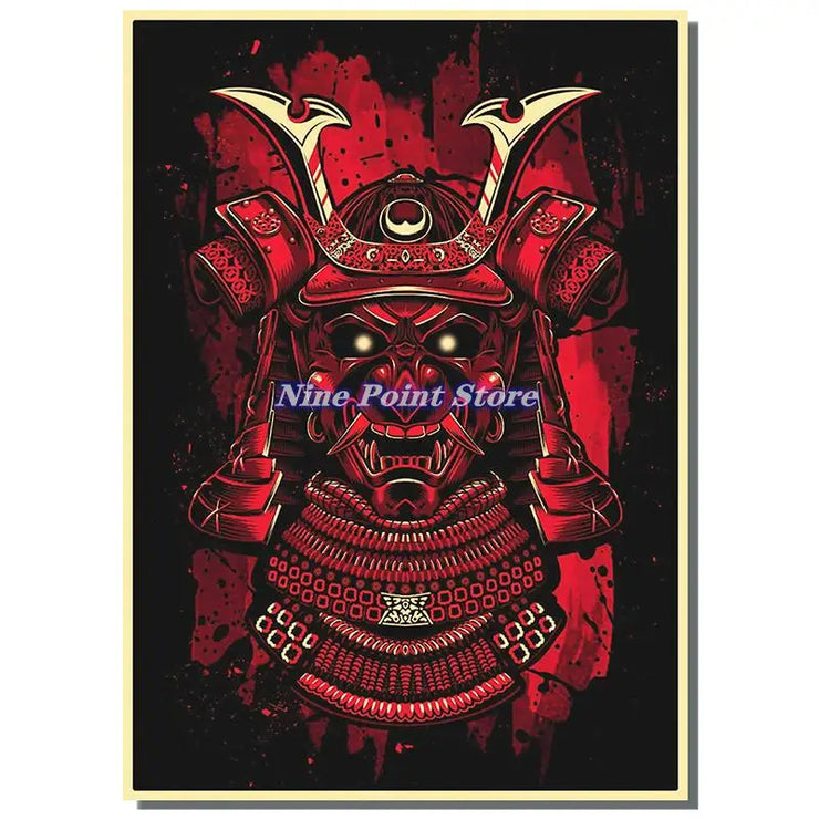 Japan Samurai Kraft paper Poster Home Wall Art Prints Pictures Bedroom Living Room Decor Murals Shop Bar Decoration