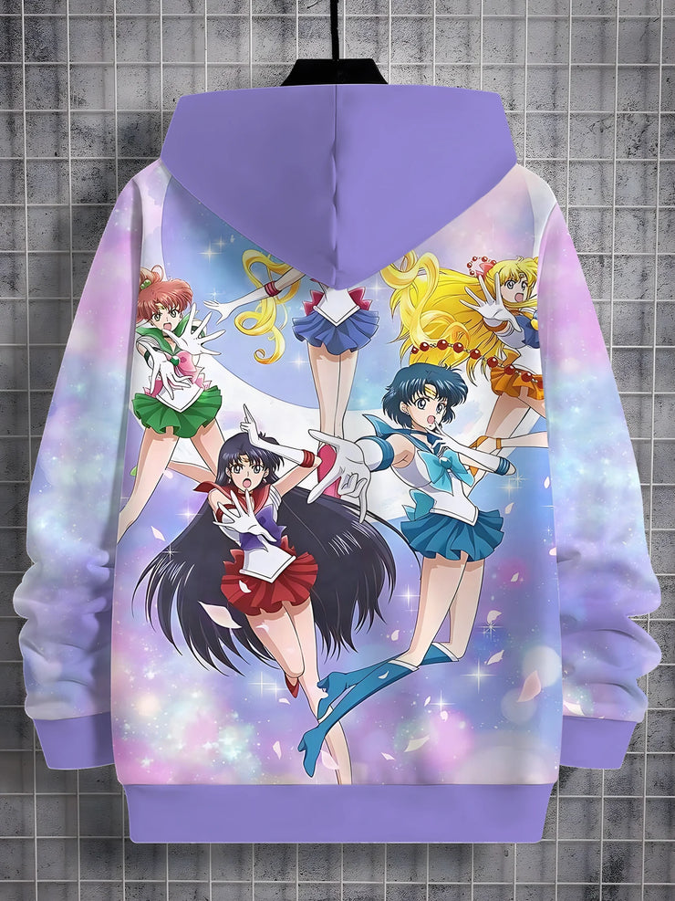 Cartoon Sailor Moons 3D Print All Seasons Children Casual Sweatshirt Cool Pullover Tops Unisex Clothes Boy Girl Hoodies
